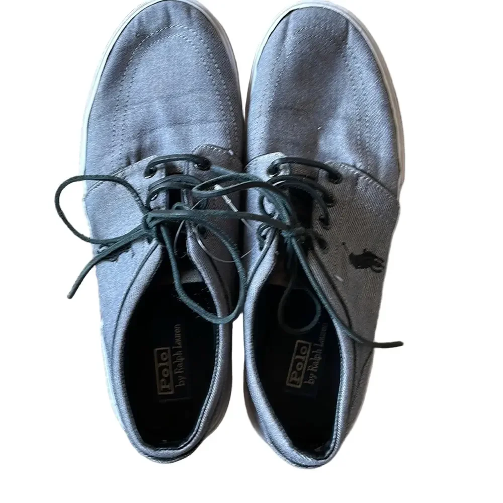 Polo Ralph Lauren Faxon Men’s Gray Canvas Sneakers Low Shoes ~ Sz 11